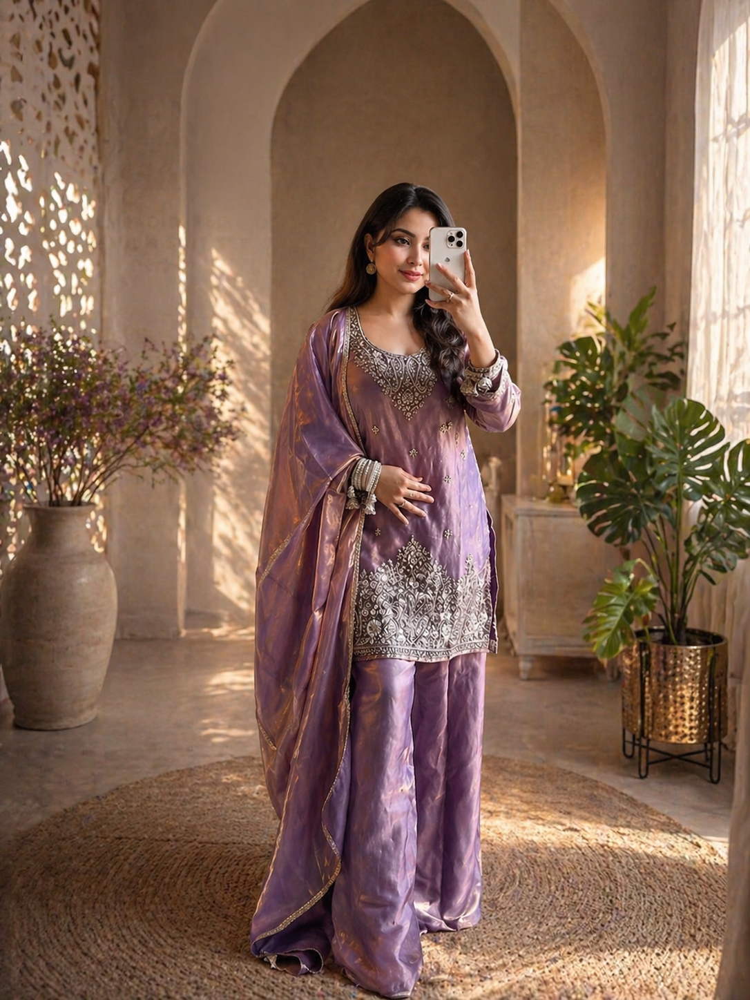 Lavender Embroidered Pakistani Suit Set