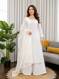 White Designer Natural Crepe Palazzo Suit Set