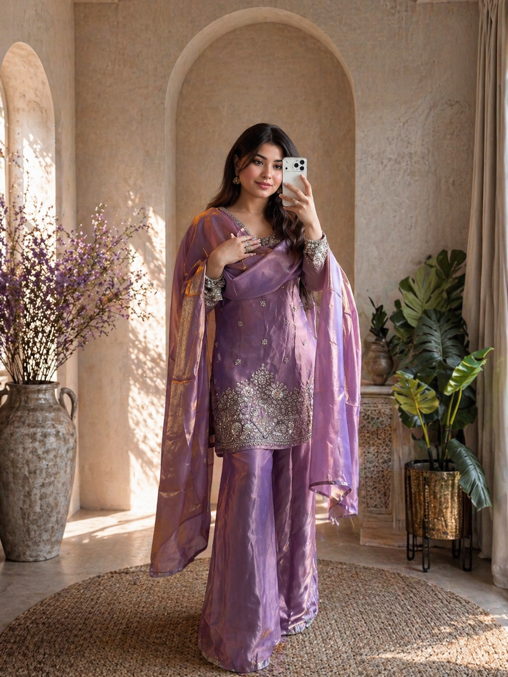 Lavender Embroidered Pakistani Suit Set