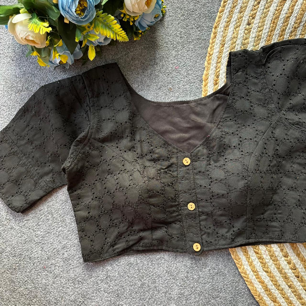 Yashvi Black Colour Hakoba Cotton Blouse
