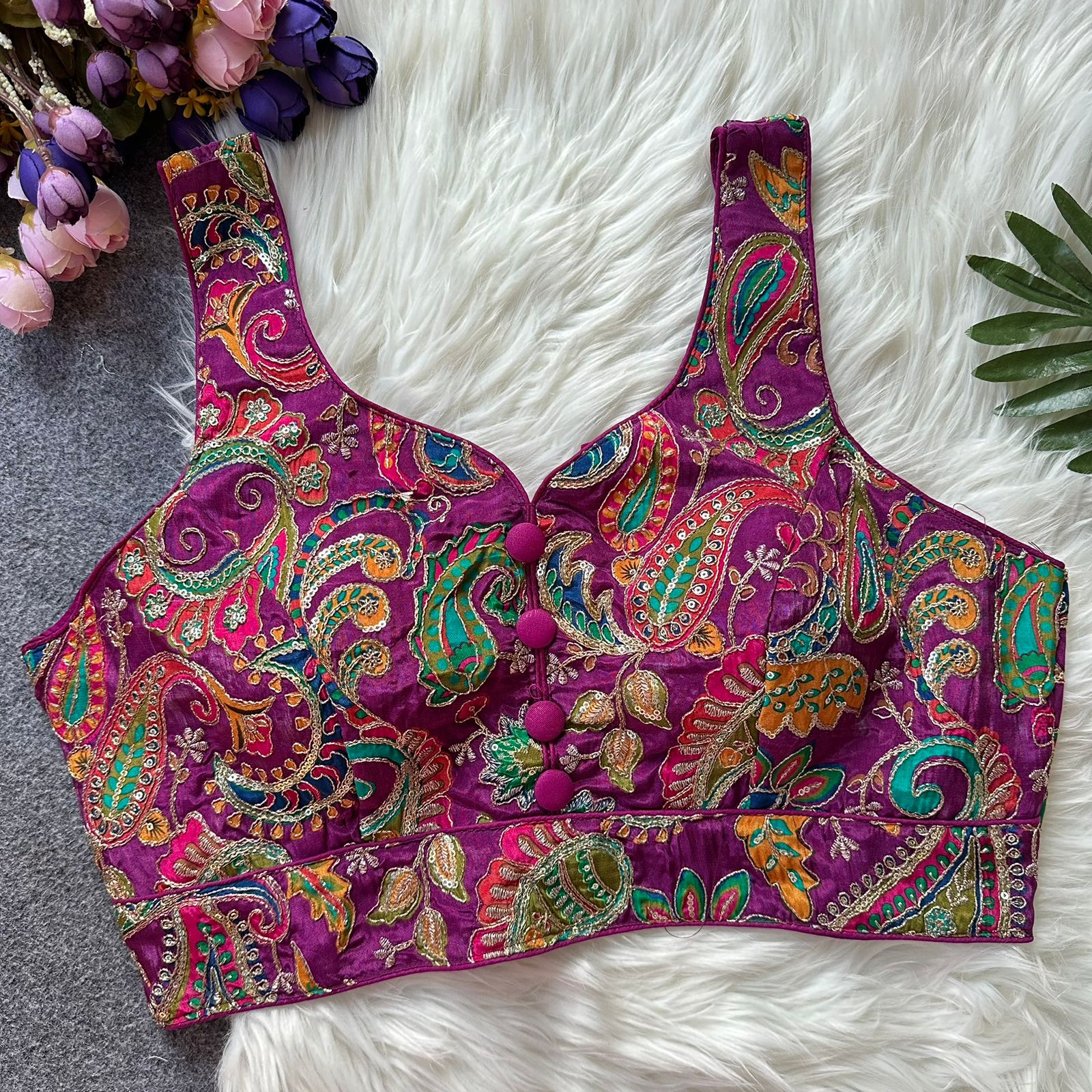 Yamini Purple Natural Blouse