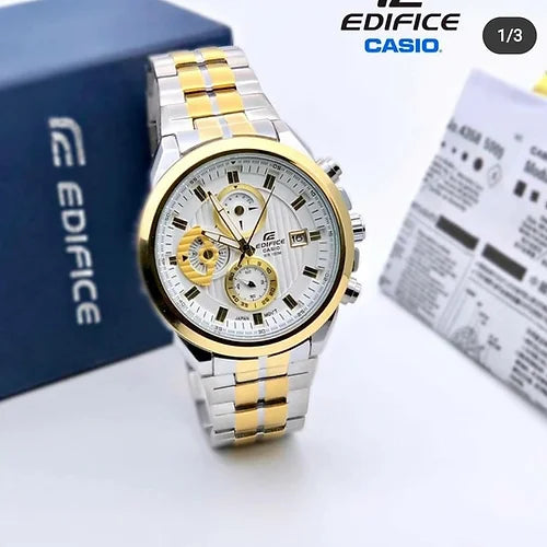Casio Edifice Chronograph Men's Watch Silver Gold