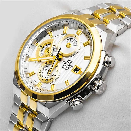Casio Edifice Chronograph Men's Watch Silver Gold