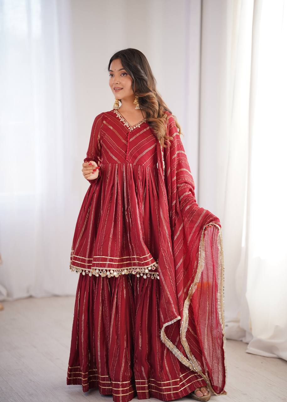 Maroon Color Hand Work Anarkali Ethnic Suit Set