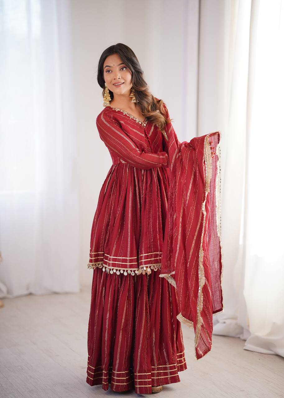 Maroon Color Hand Work Anarkali Ethnic Suit Set