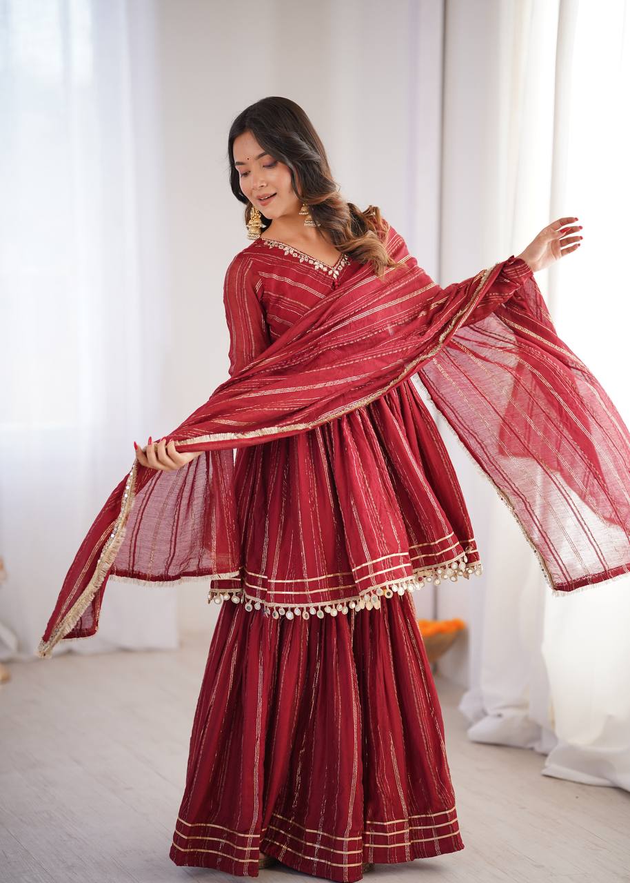 Maroon Color Hand Work Anarkali Ethnic Suit Set