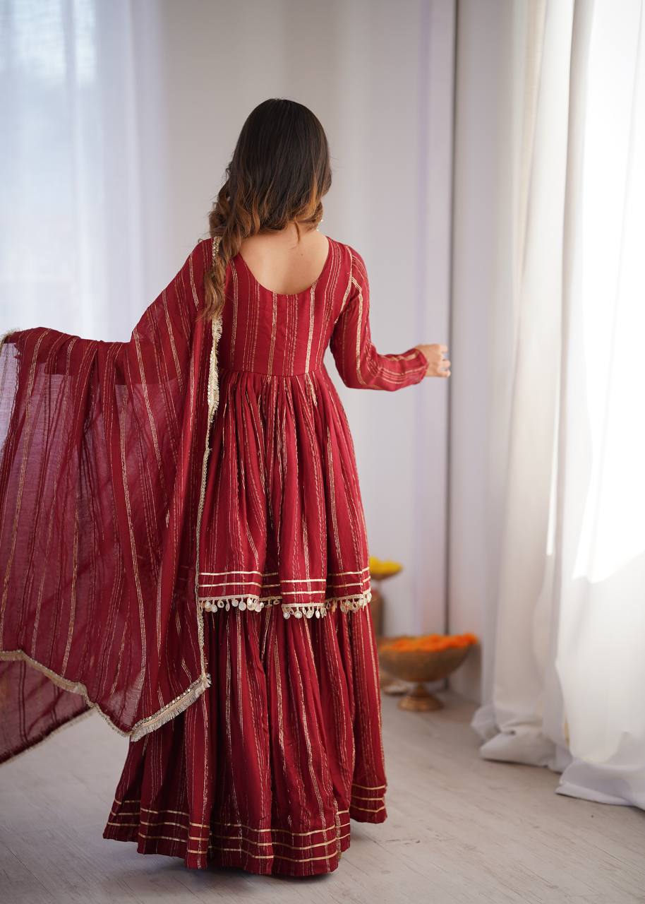 Maroon Color Hand Work Anarkali Ethnic Suit Set
