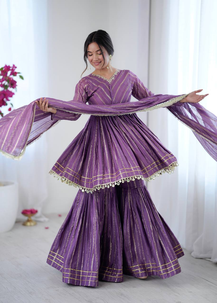 Elegant Purple Color Hand Work Anarkali Ethnic Suit Set