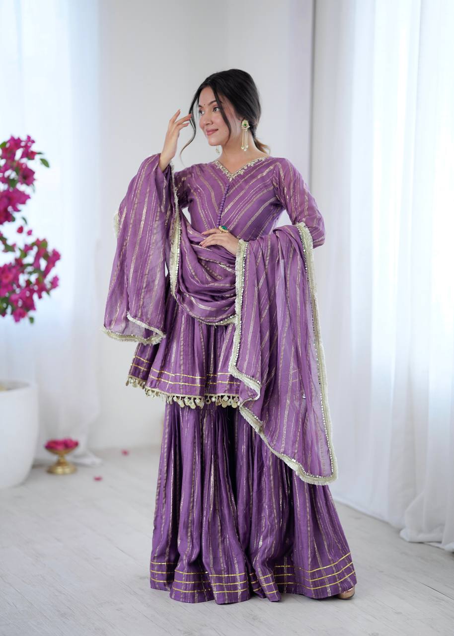 Elegant Purple Color Hand Work Anarkali Ethnic Suit Set