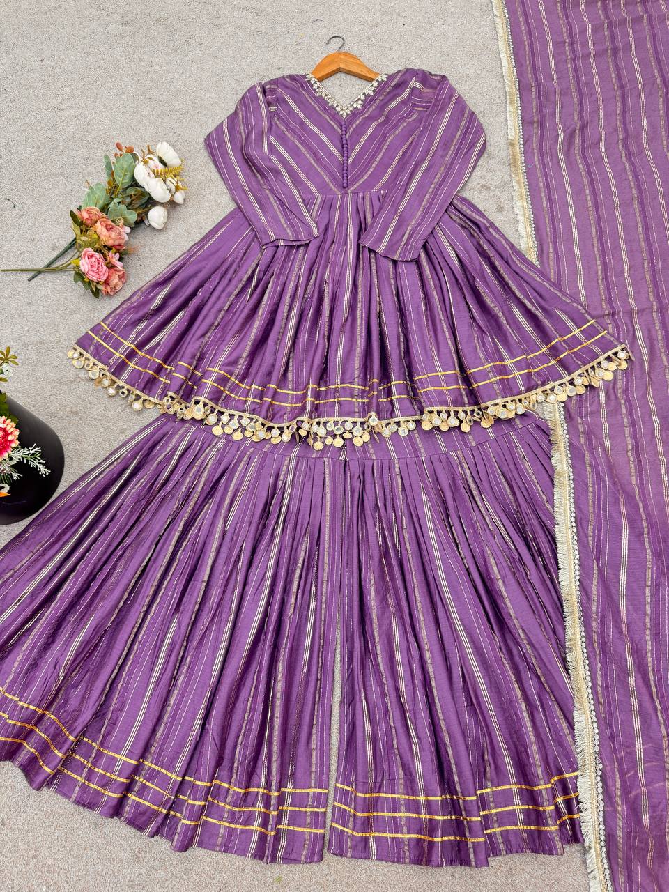 Elegant Purple Color Hand Work Anarkali Ethnic Suit Set