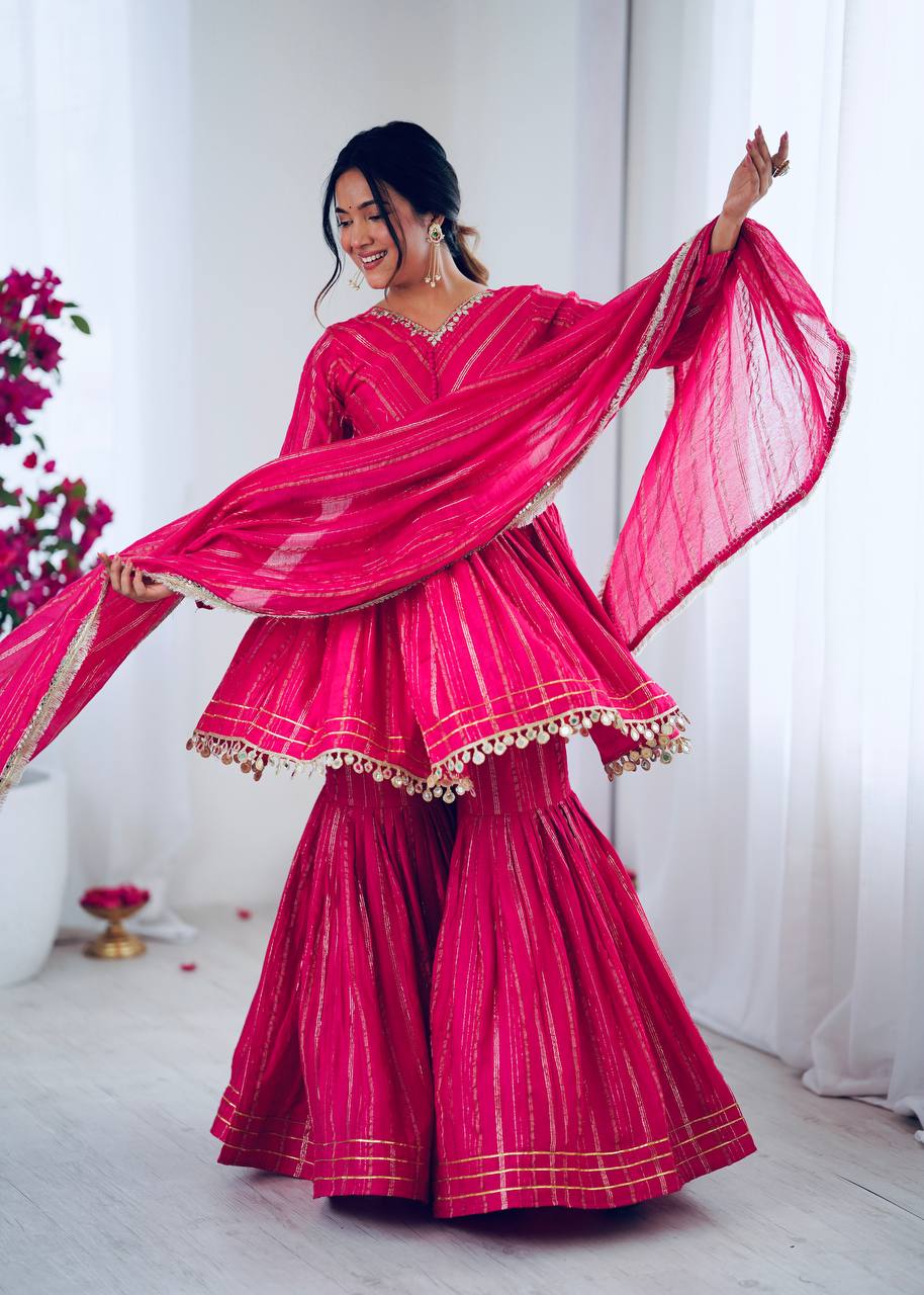 Festive Pink Color Anarkali Ethnic Suit Set