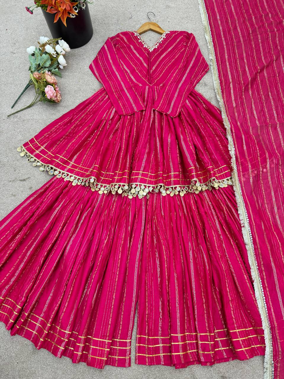 Festive Pink Color Anarkali Ethnic Suit Set