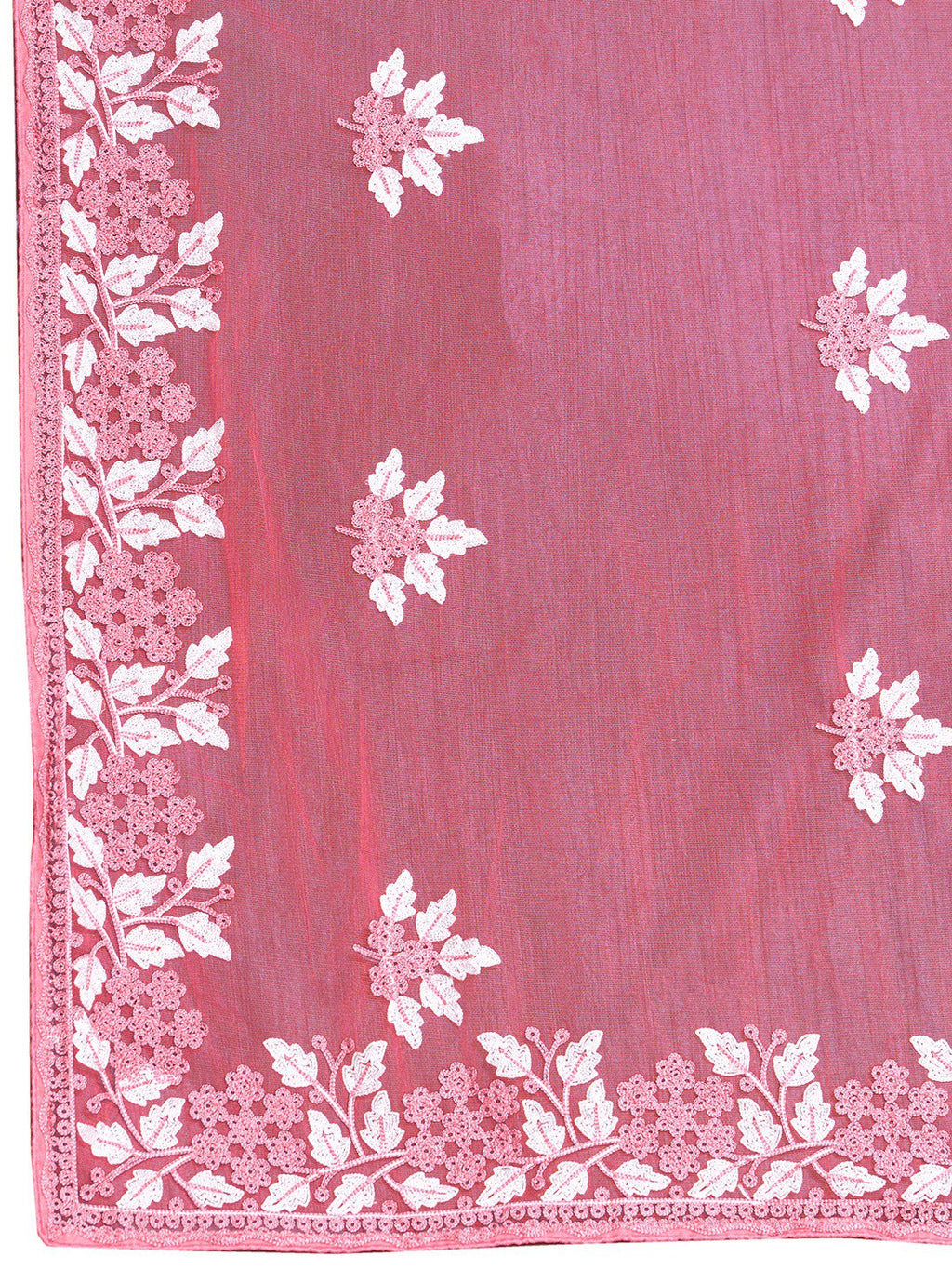 Exclusive Pink Color C-Pallu Embroidery Work Saree