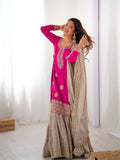Premium Rani Pink Color Sequnce With Pearl work Sharara Suit