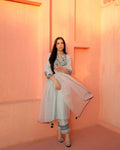 Mint Green Georgette Foil Paper work Three Piece Suit