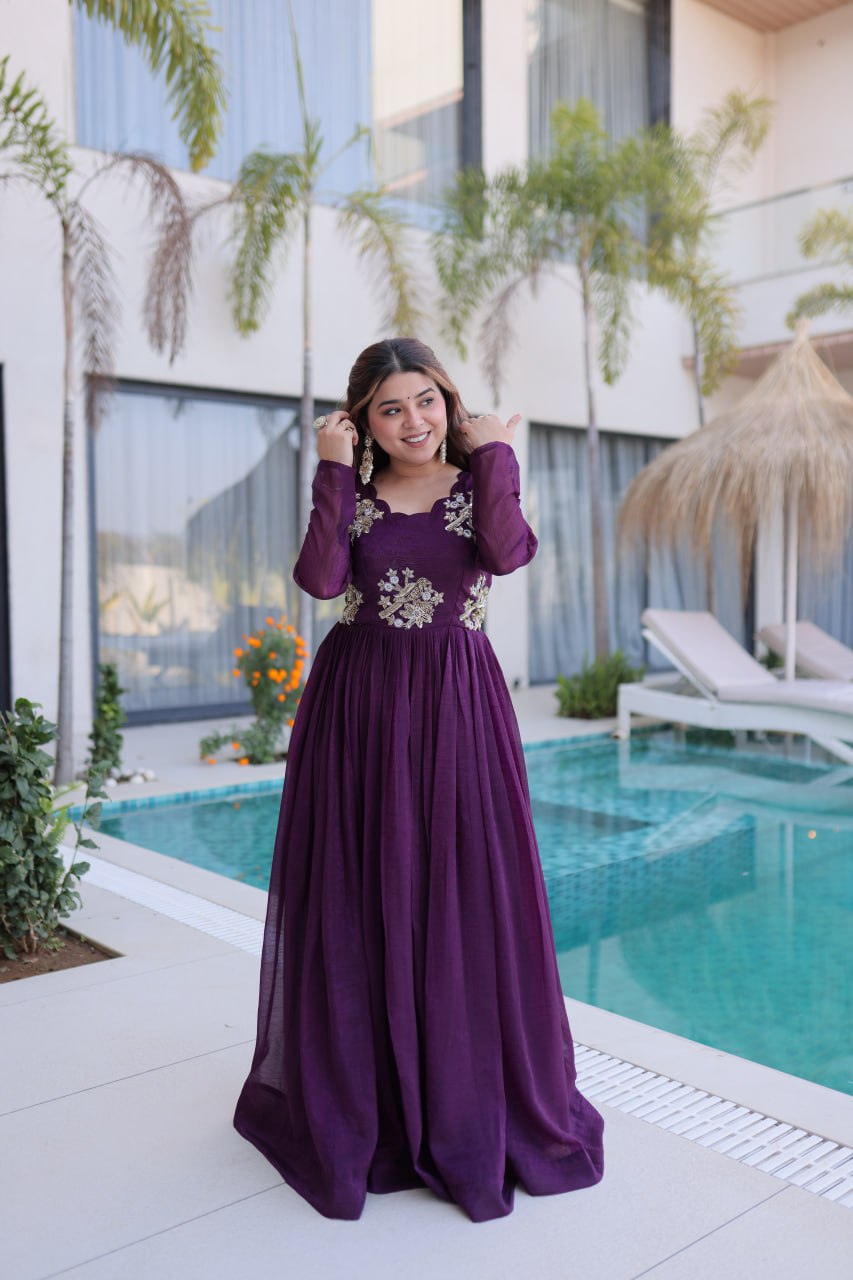Purple Color Designer Festive Anarkali Gown
