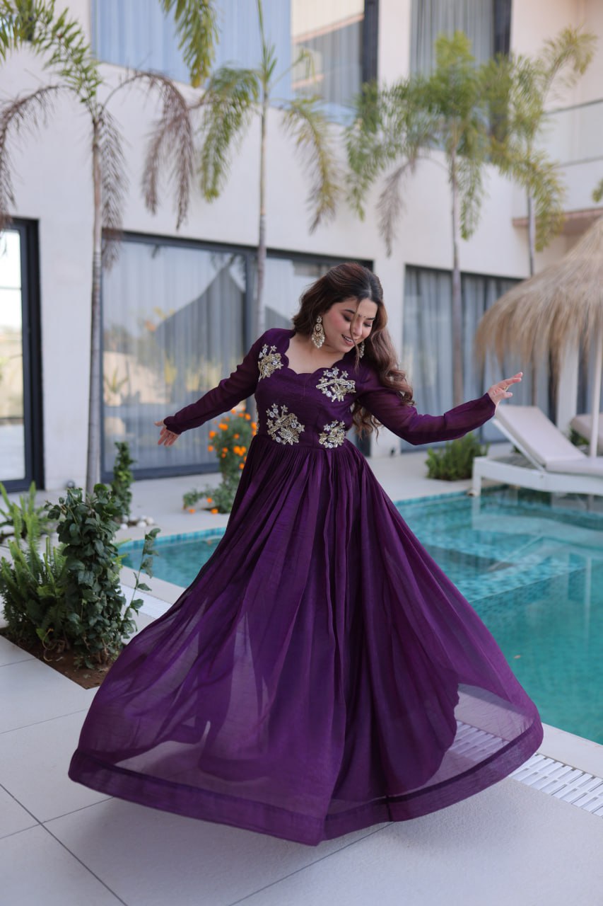 Purple Color Designer Festive Anarkali Gown