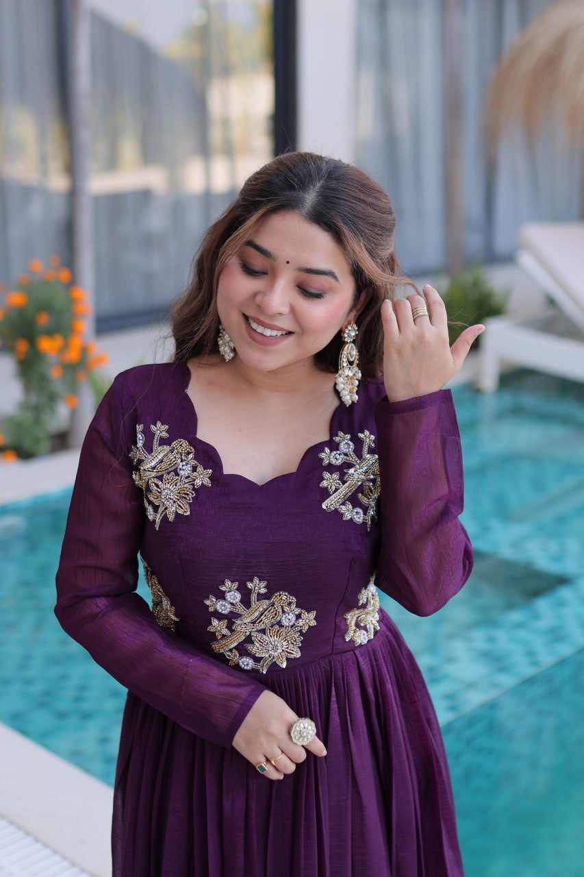 Purple Color Designer Festive Anarkali Gown