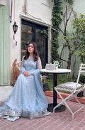 Designer Sky Blue Embroidered Lehengha With Dupatta Set