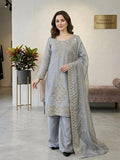 Elegant Silver Grey Embroidery Work Sharara Suit