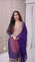Royal Violet Embroidered Festive Suit