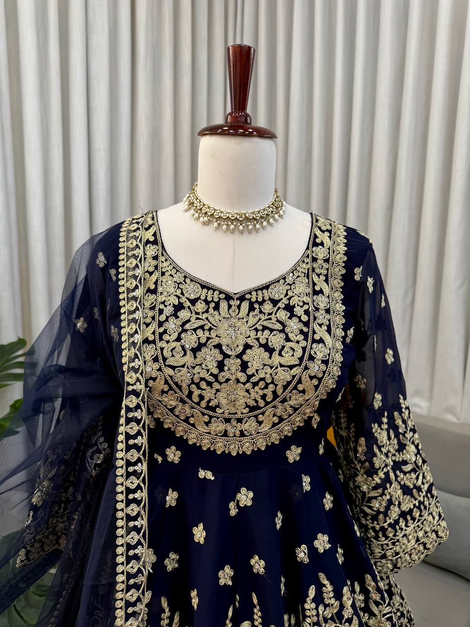 Premium Royal Blue Codeing dori Work exclusive Three piece set