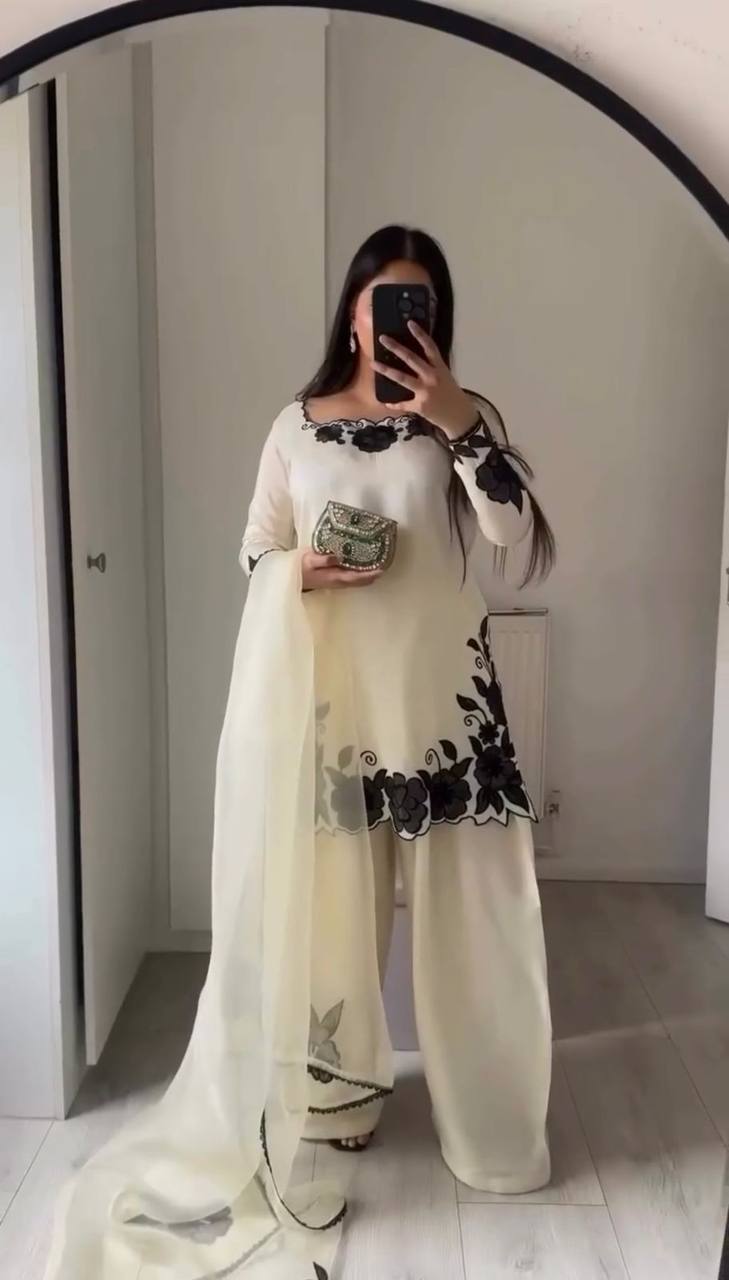 Elegant White colour Sequnce Work Kurta with Dupatta Set