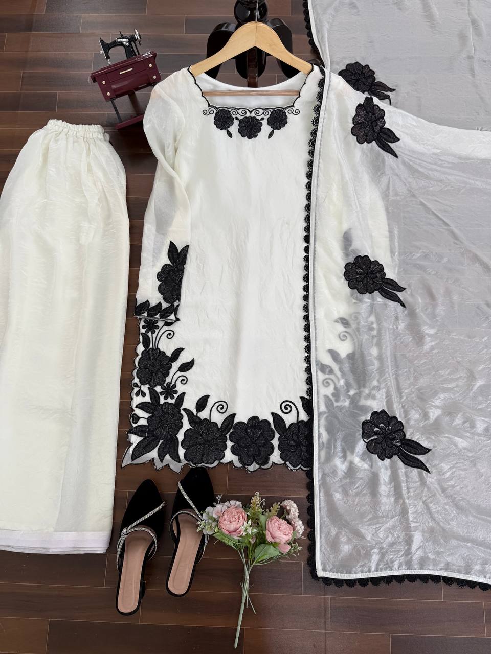 Elegant White colour Sequnce Work Kurta with Dupatta Set