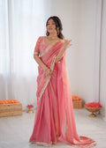 Elegant Pink color Fendy Silk Ready To wear Saree