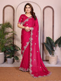 Red Colour Chiffon Fabric With Embroidery Work Saree