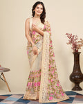 Wedding Chikkoo Colour Saree With Unstitched Blouse