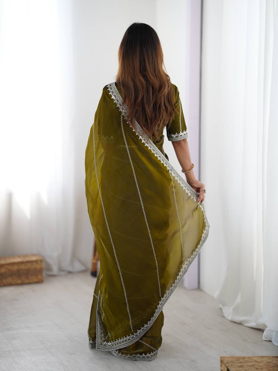 Lightweight Mehendi Soft Silk Saree