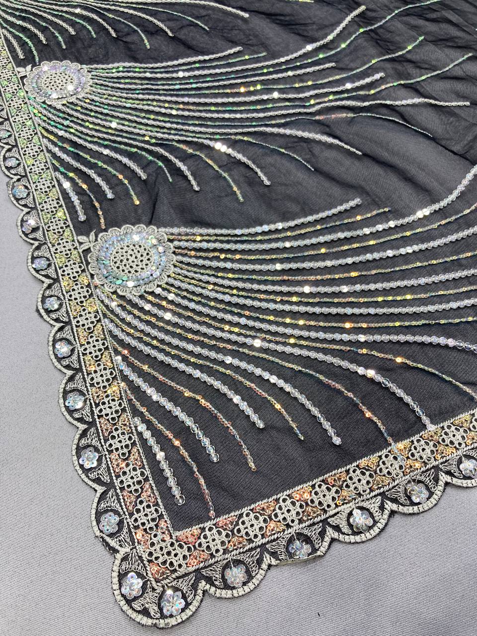 Modern Black Color Twill Net Saree
