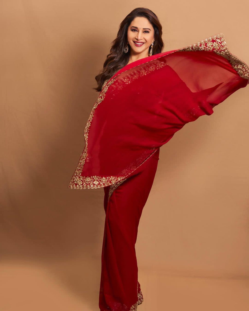 Rangoli Silk Red Color Embroidery Work Saree
