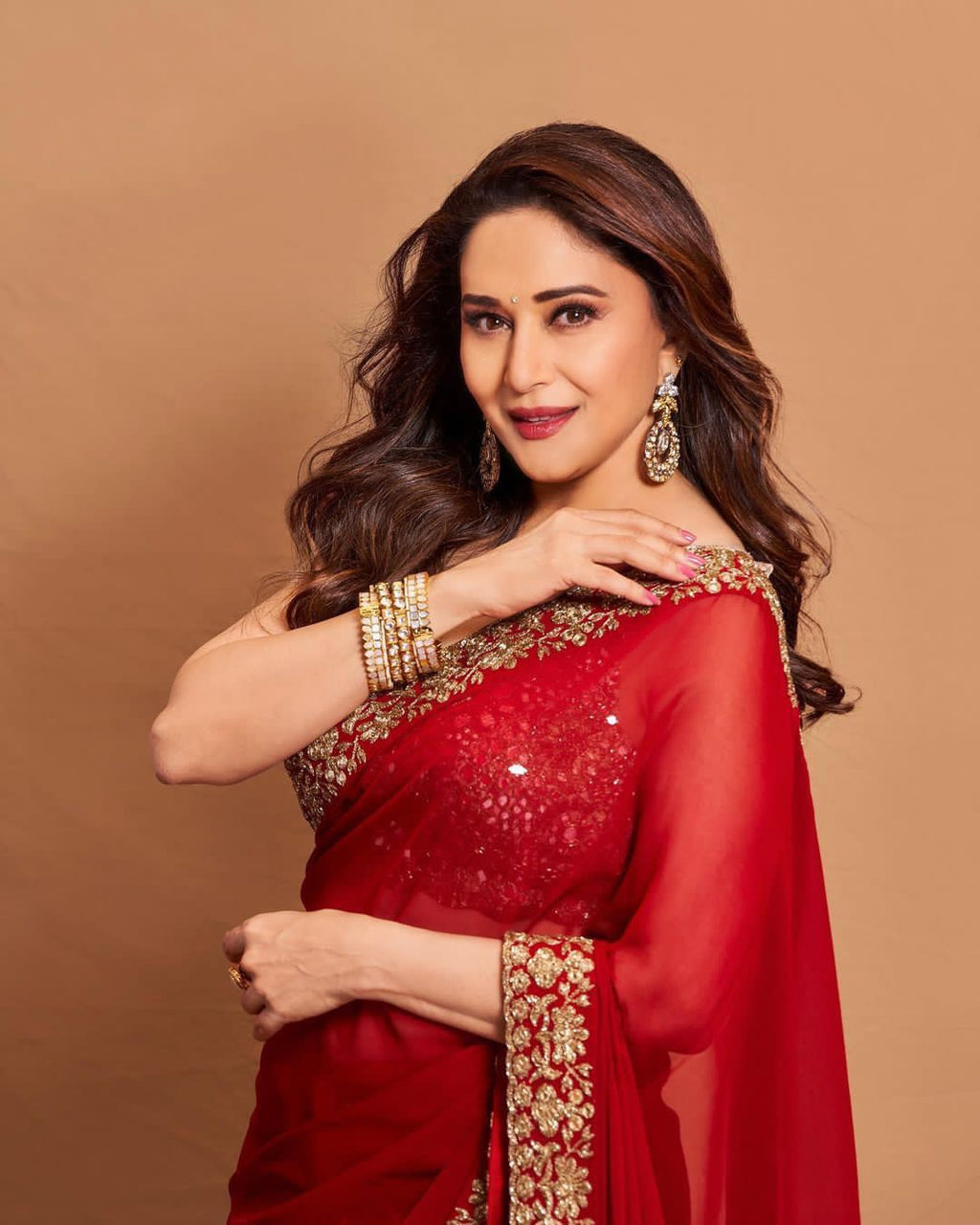 Rangoli Silk Red Color Embroidery Work Saree