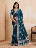 Designer Rama Color Georgette Saree With Unstich Blouse