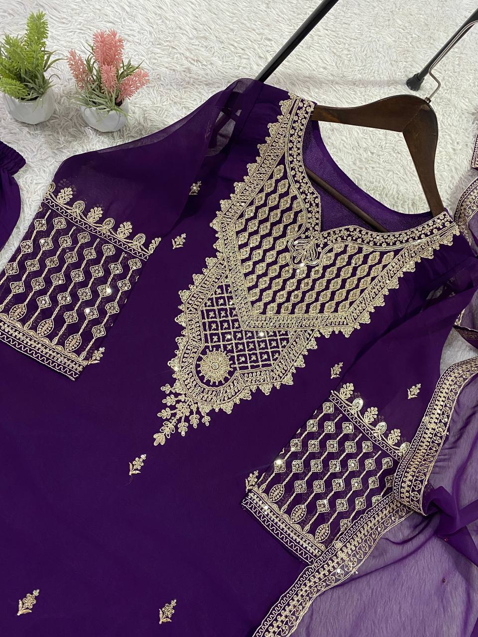 Royal Purple Designer Party Wear Sharara Suit