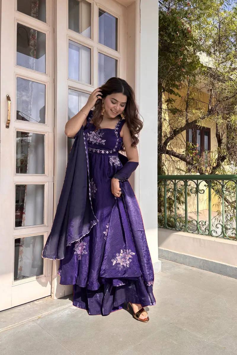 Bold Beauty Lavender Color Fendy Silk Anarkali Suit