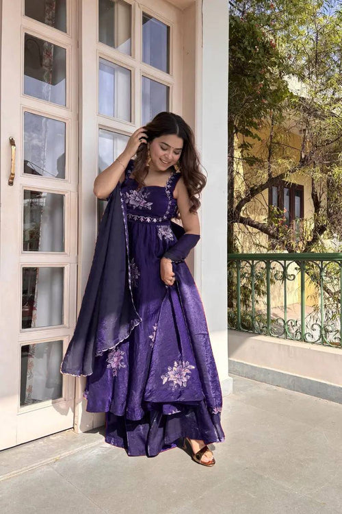 Bold Beauty Lavender Color Fendy Silk Anarkali Suit
