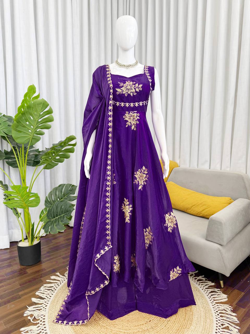 Bold Beauty Lavender Color Fendy Silk Anarkali Suit