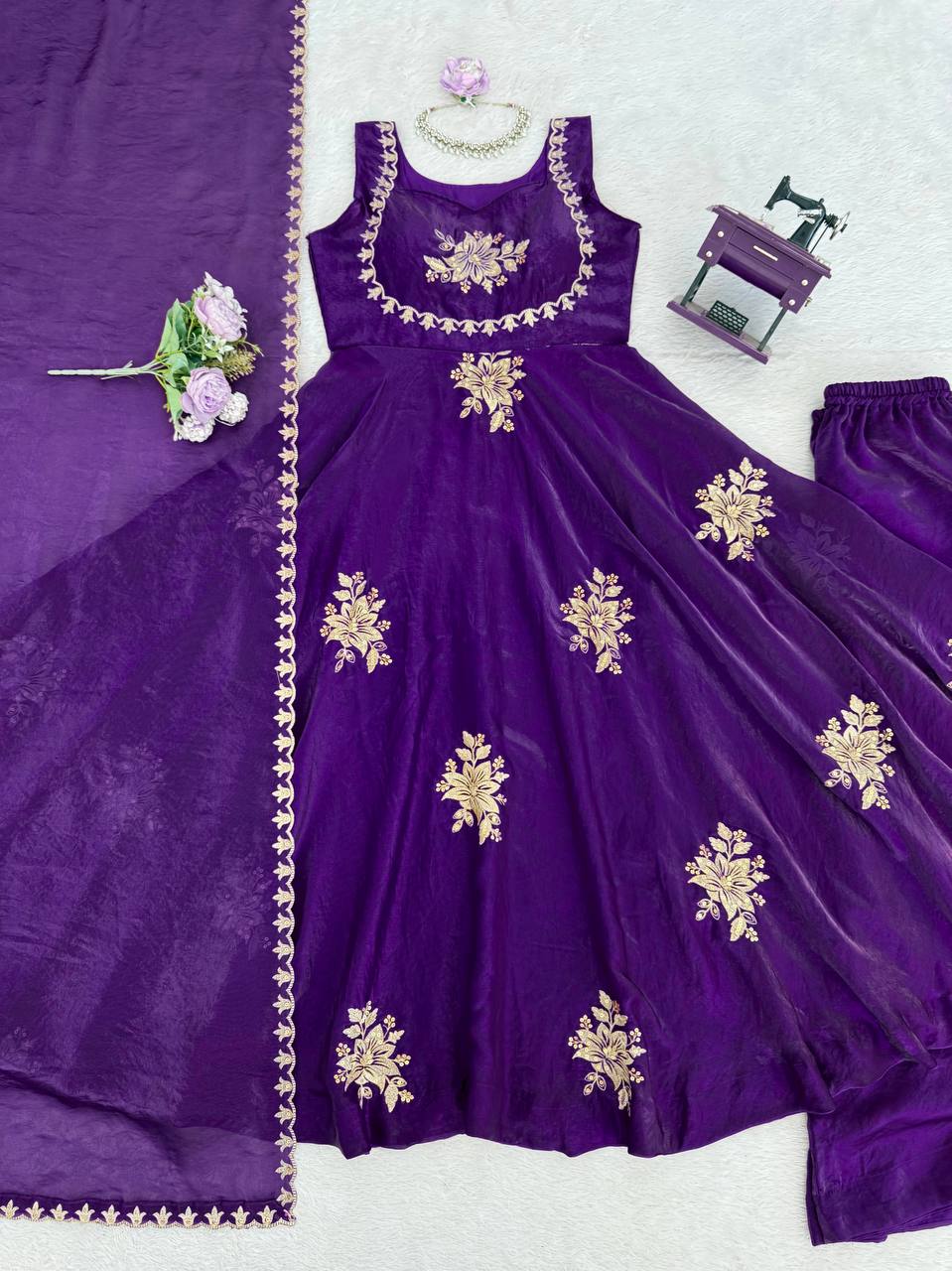 Bold Beauty Lavender Color Fendy Silk Anarkali Suit