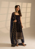 Luxora Blue Color Roman Fab Kurta Set
