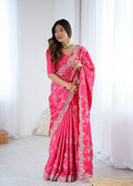 Pink Color Glam Saree Drop Japan Satin Silk Saree