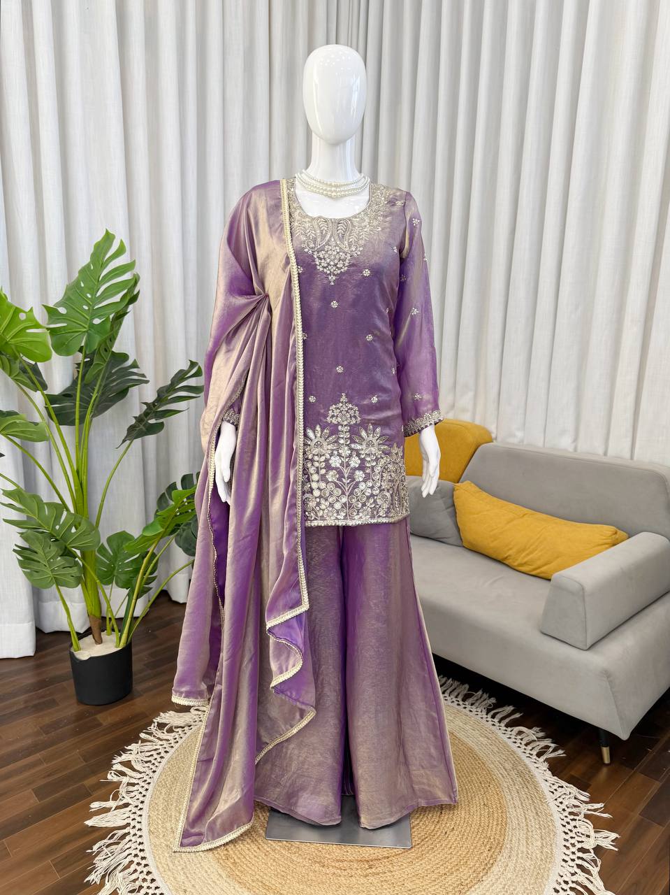 Lavender Embroidered Pakistani Suit Set