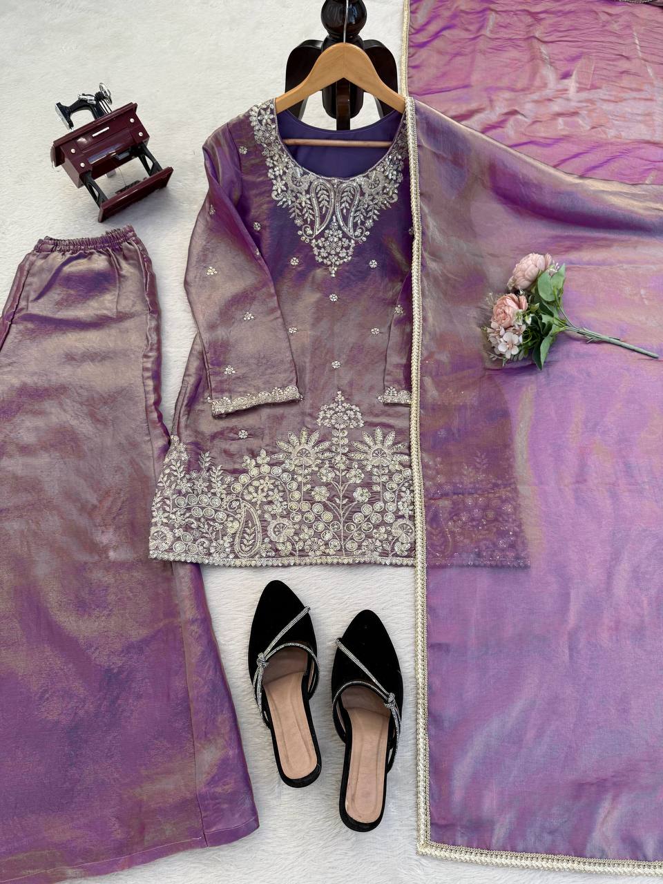 Lavender Embroidered Pakistani Suit Set