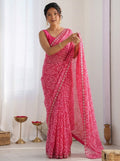 Georgette Pink Color Bandhej Print Saree