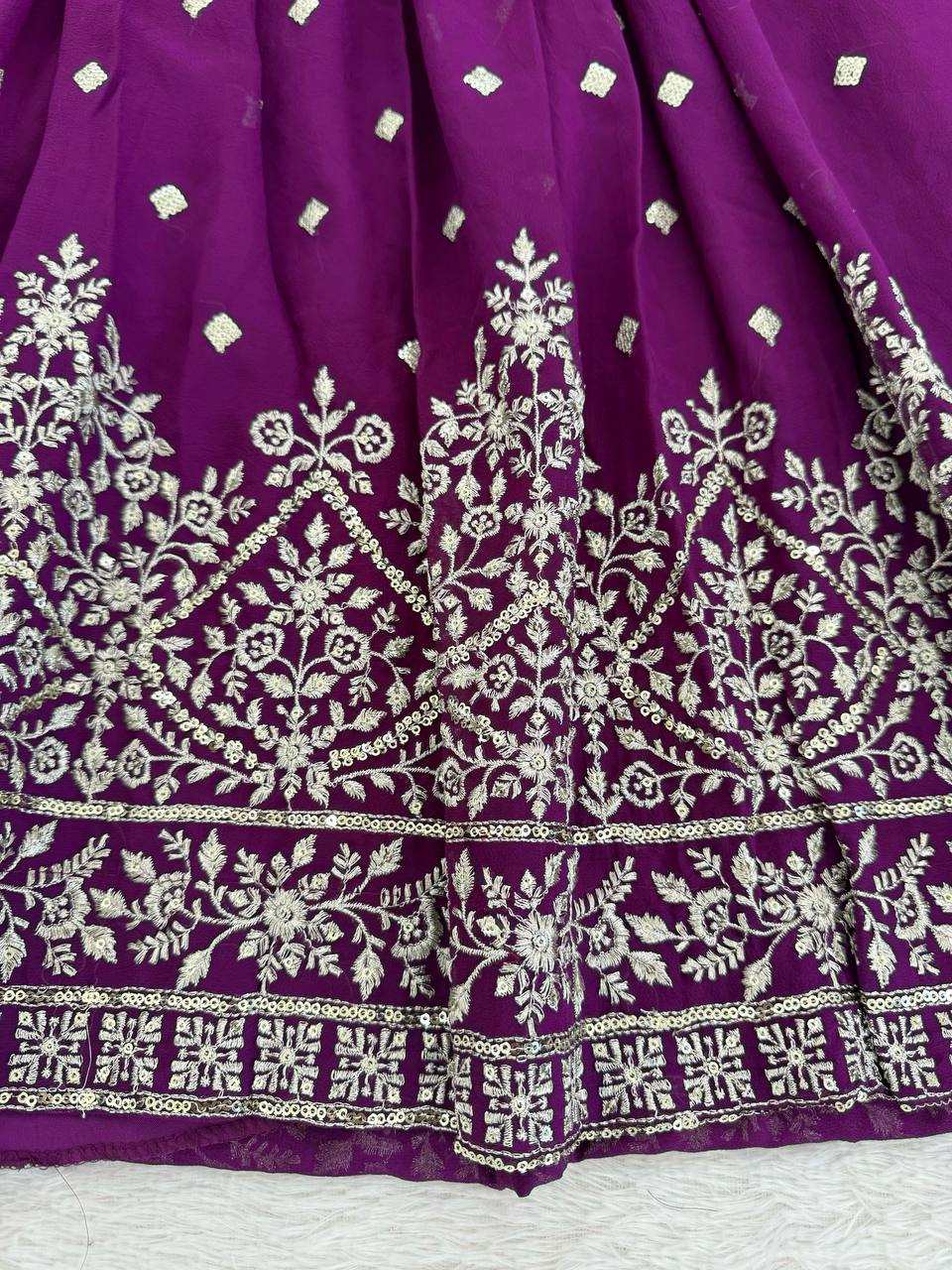 Purple Designer Embroidered Faux Georgette Anarkali Suit