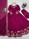 Rani Pink Faux Georgette Thread Sequence Anarkali Suit