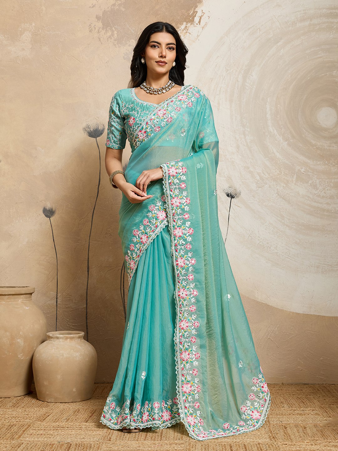 Feel Like Royalty In This Dreamy Mint Saree
