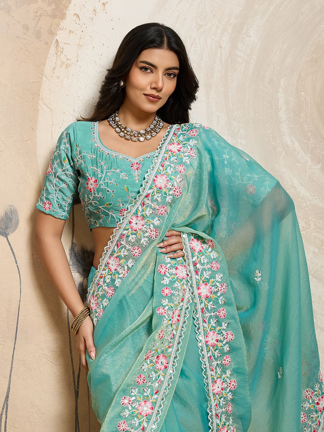 Feel Like Royalty In This Dreamy Mint Saree